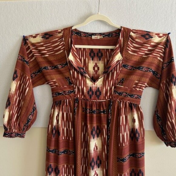 Faherty brand Ikat pattern long peasant dress - Picture 4 of 9